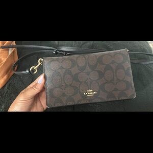 Coach Signature Brown Wristlet